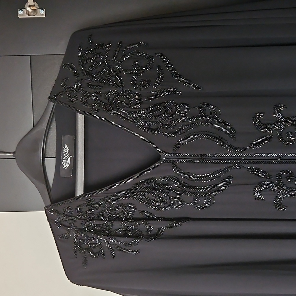 Elegant Black Beaded ABAYA